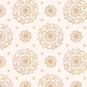 Swirl Medallions & Pink Gold Dots-Cream