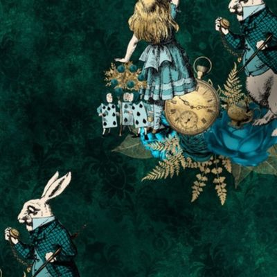 Alice in Wonderland - Dark Green and Gold 