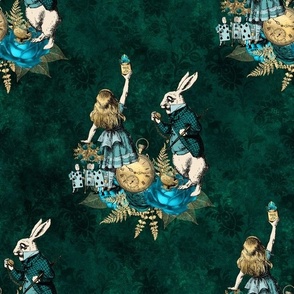 Alice in Wonderland - Dark Green and Gold 