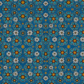 Floral dream in blue  -  Medium-small scale