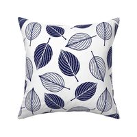 Coffee Leaves // Navy on White Background