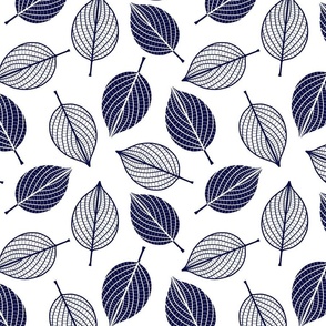 Coffee Leaves // Navy on White Background