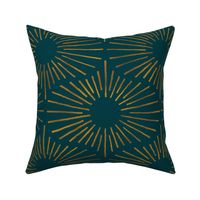 Art Deco Sunshine - Gold on Dark Teal (Jumbo Scale)