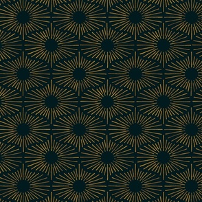 Art Deco Sunshine - Gold on Black (Medium Scale)