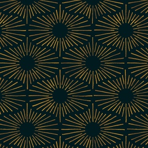 Art Deco Sunshine - Gold on Black (Large Scale)