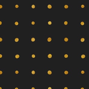 Golden dots on dark background. Classic polka dots with golden touch. Small scale