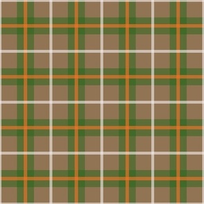 Brown Plaid Pattern with Green and Orange Accent