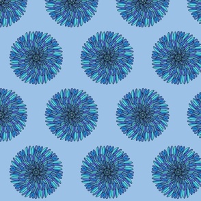boho bright blue spiral flower floral inspired pattern