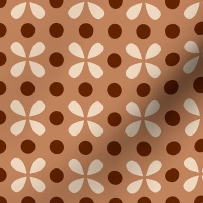 Retro 70s small dots motif beige cream brown