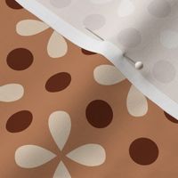 Retro 70s small dots motif beige cream brown