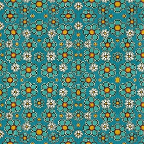 Floral dream in turquoise - Medium-Small scale