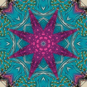 Purple Star/ starfish on a turquoise blue background 