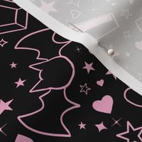 Ditzy Pastel Goth Vampire Motifs in Fangtastic Classic Pink on Black (With Extra Sparkles!)