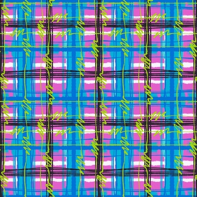 Pink & Grey Tropical Design with Exclusive Neon Green Tartan Style