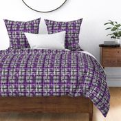 Asexual Pride Electric Punk Plaid Tartan Stripes in Purple, Grey, Black, and White