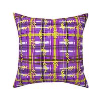 Nonbinary Pride Electric Punk Plaid Tartan Stripes in Purple, Gold, Yellow, Black, and White