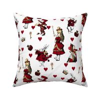 Alice in Wonderland Queen of Hearts - Red and Gold on a White Background
