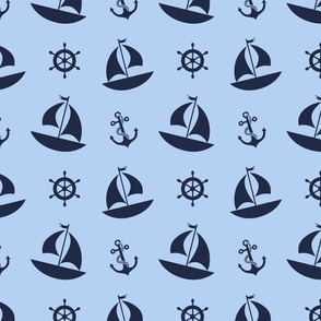 Navy blue sailboats Anchor Wheel Nursery 