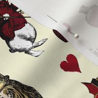 Queen of Hearts Alice in Wonderland - Red and gold on a cream background
