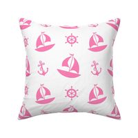 Pink Nautical Sailboat Anchor Wheel Baby Girl