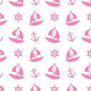 Pink Nautical Sailboat Anchor Wheel Baby Girl