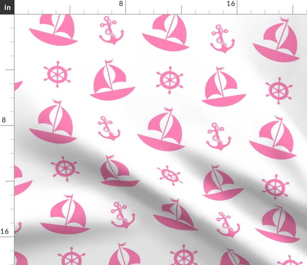 Pink Nautical Sailboat Anchor Wheel Baby Girl