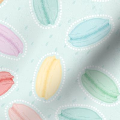 Pastel Macarons Ditsy on Mint - XL