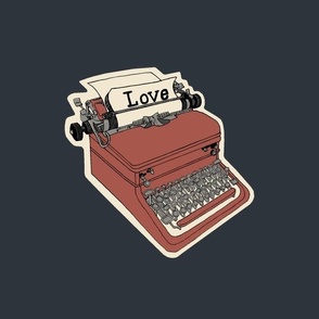 (L) "Love" Retro 12x12 Coral Typewriter on Midnight 13948014
