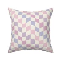 Retro Checkerboard - 70s Groovy, Wavy, Pastel Colors - Pinks and Purples