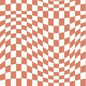 small dirty apricot wavy checkerboard