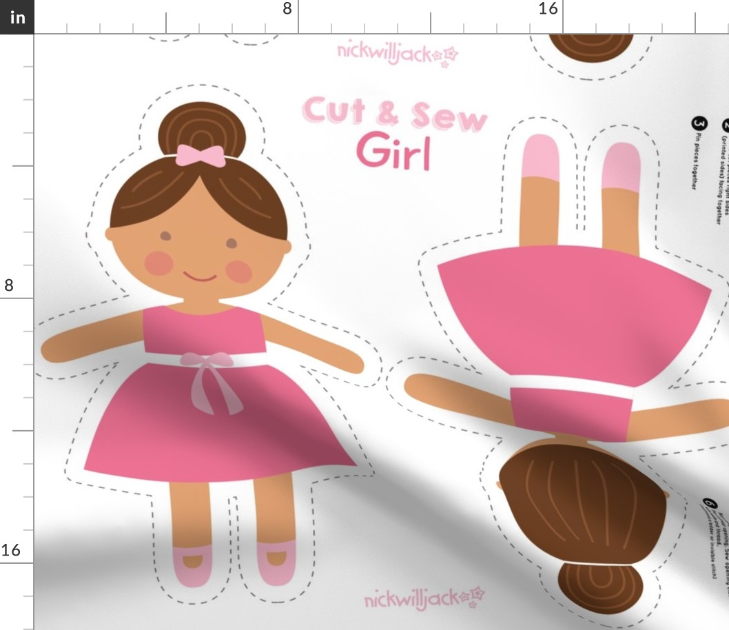 Cut and Sew Pink Dress Doll Medium Skin