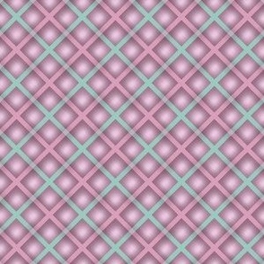 Cutie Pawtootie - Diagonal Plaid Pink and Teal