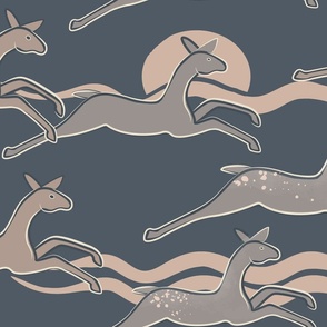 Leaping Deer on charcoal grey background