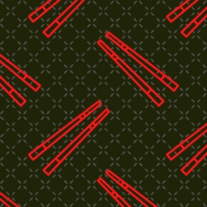 Black Diamond Background With Red Chopsticks
