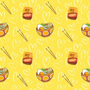 I Love Ramen Yellow With White Hearts