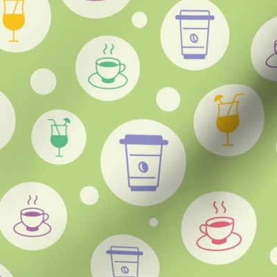 Delightful Drinks on Green Pastel Circles Texture