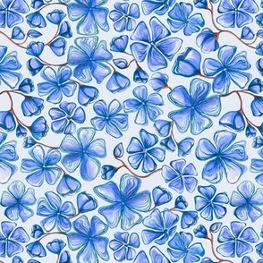 Small HB Sketch Flowers China - Blue