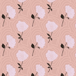 Peony and Circles on Dusty Rose