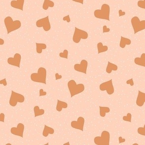 Valentines hearts confetti apricot orange brown by Jac Slade