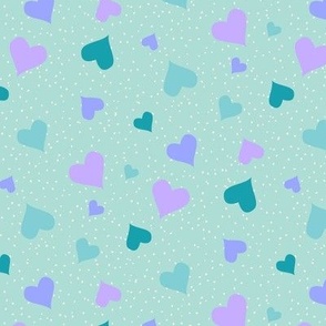 Valentines hearts confetti mint green blue aqua teal by Jac Slade