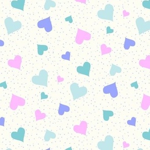 Valentines hearts confetti pink blue mint aqua by Jac Slade