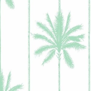Palm Tree Stripe in green seafoam and white