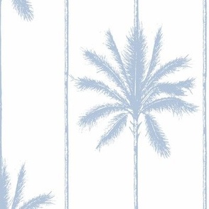 Palm Tree Stripe in Cornflour blue and white