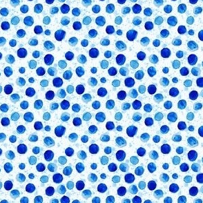 Blue and White Dot scattered watercolor repeat design fabric