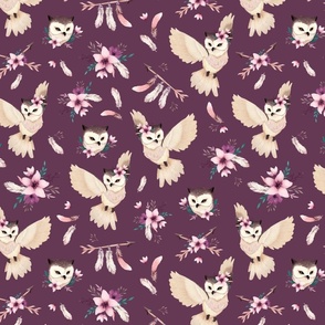 Bohoo Owl - plum - SMALL