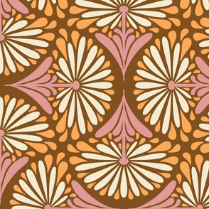 1920s-Flower-Wallpaper---L-3200---brown-pink-orange---LARGE---non-directional