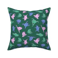 Cute yoga frog pattern (large scale)