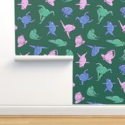 Cute yoga frog pattern (large scale)