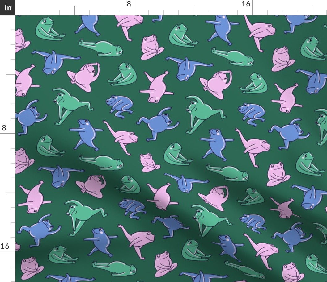 Cute yoga frog pattern (large scale)