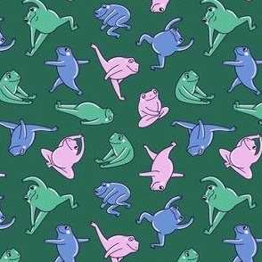 Cute yoga frog pattern (medium scale)